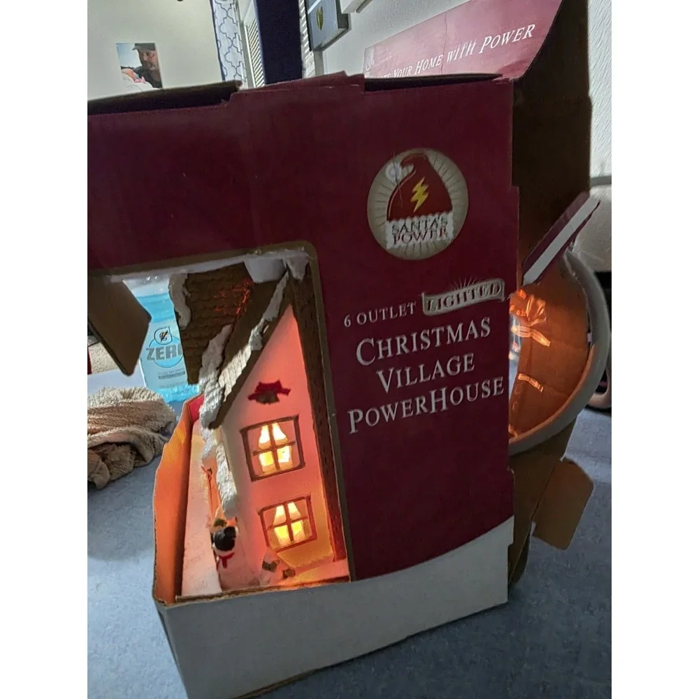 SANTA'S‎ POWER 6 OUTLET LIGHTED CHRISTMAS VILLAGE POWER HOUSE
